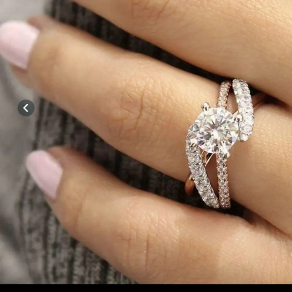 Ring 18K Rose Gold Diamond 5 7 - Picture 10 of 15